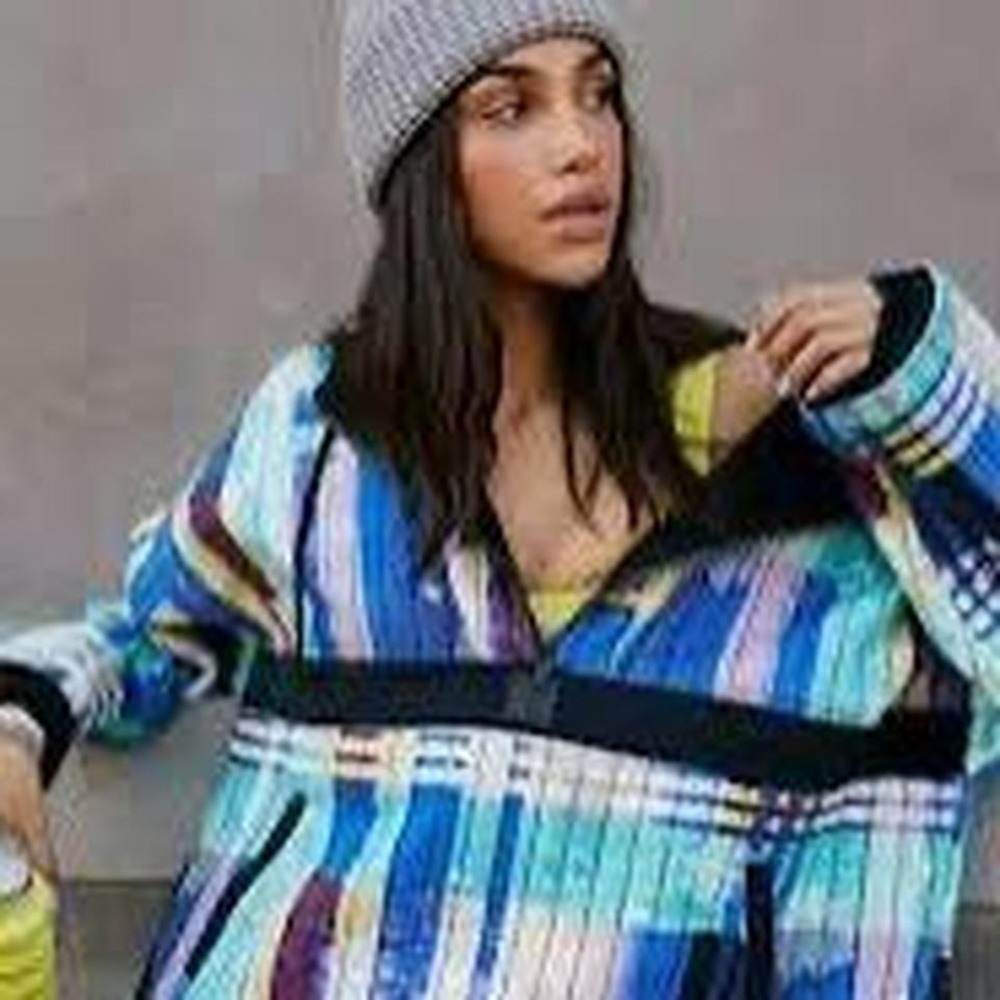 Free People Movement Fast Times‎ Hoodie Jacket Pullover Bleach Plaid S oversized